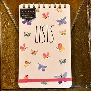 Rae Dunn LISTS Butterflies Top Spiral Notebook with Elastic Closure BRAND NEW!!
